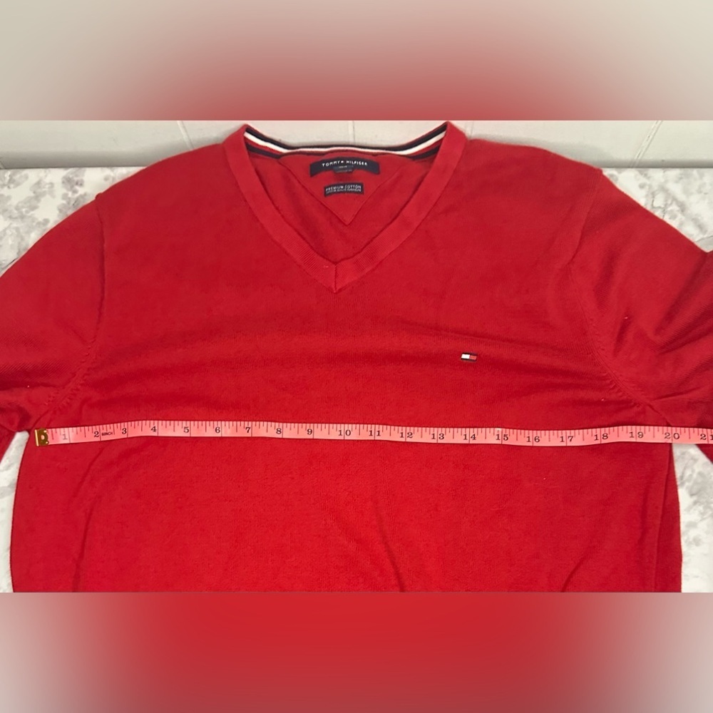 Classic red V-Neck preppy old money quiet luxury Sweater size L - Picture 4 of 9